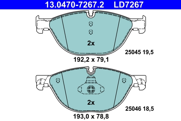 Brake Pad Set, disc brake ATE Ceramic 13.0470-7267.2