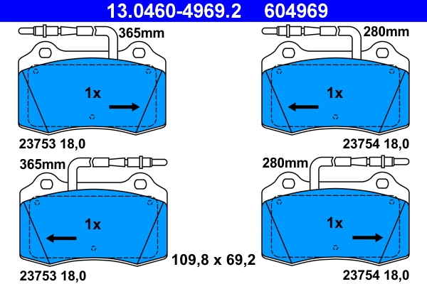Brake Pad Set, disc brake 13.0460-4969.2