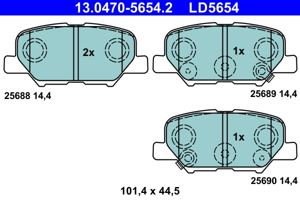 Brake Pad Set, disc brake ATE Ceramic 13.0470-5654.2