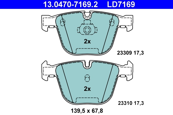 Brake Pad Set, disc brake ATE Ceramic 13.0470-7169.2