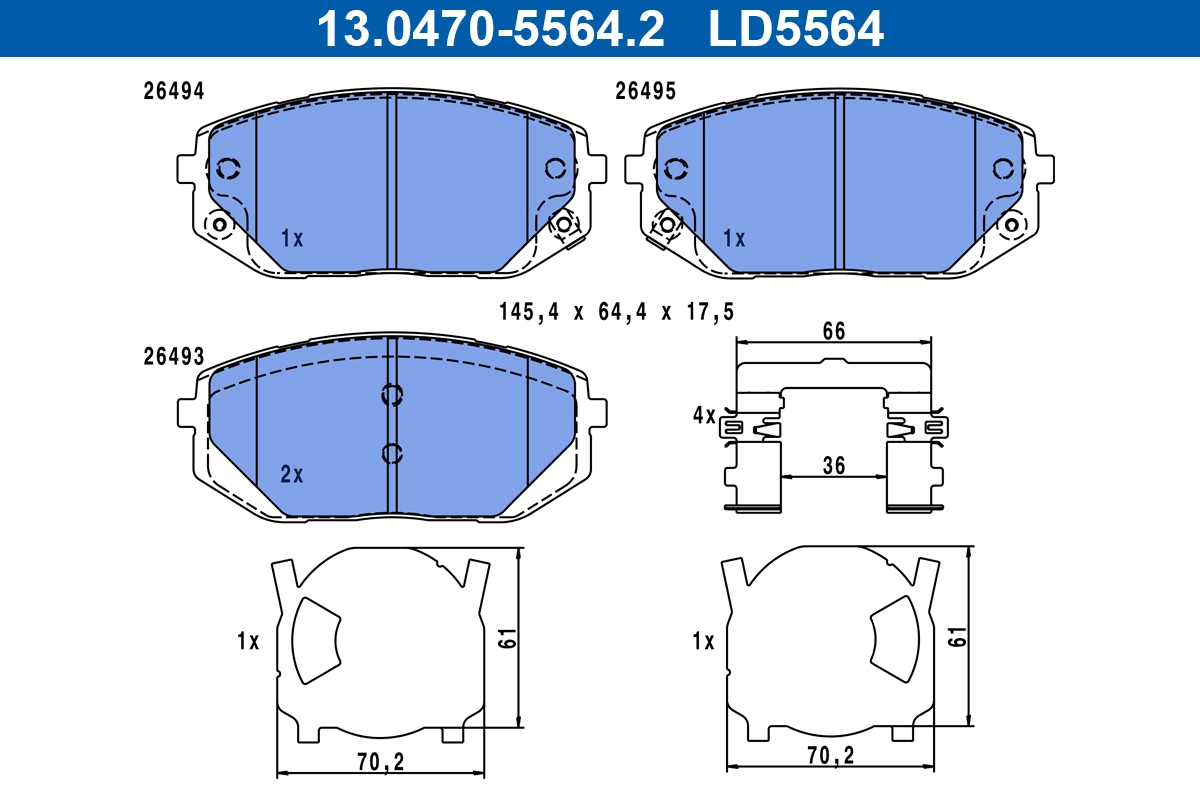 Brake Pad Set, disc brake ATE Ceramic 13.0470-5564.2