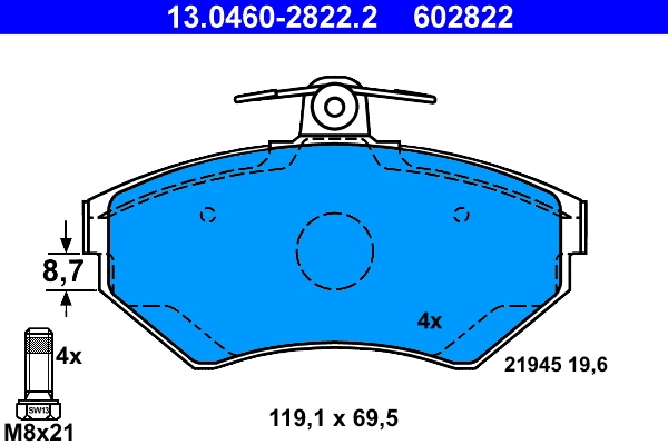 Brake Pad Set, disc brake 13.0460-2822.2