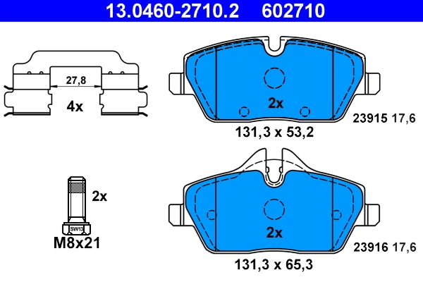 Brake Pad Set, disc brake 13.0460-2710.2