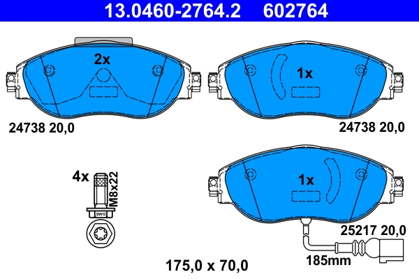 Brake Pad Set, disc brake 13.0460-2764.2