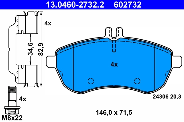 Brake Pad Set, disc brake 13.0460-2732.2