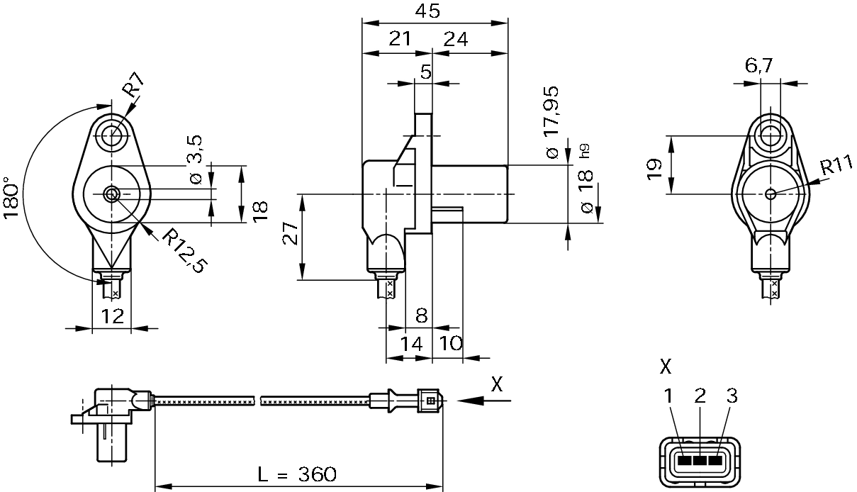 Sensor, crankshaft pulse 0 261 210 104