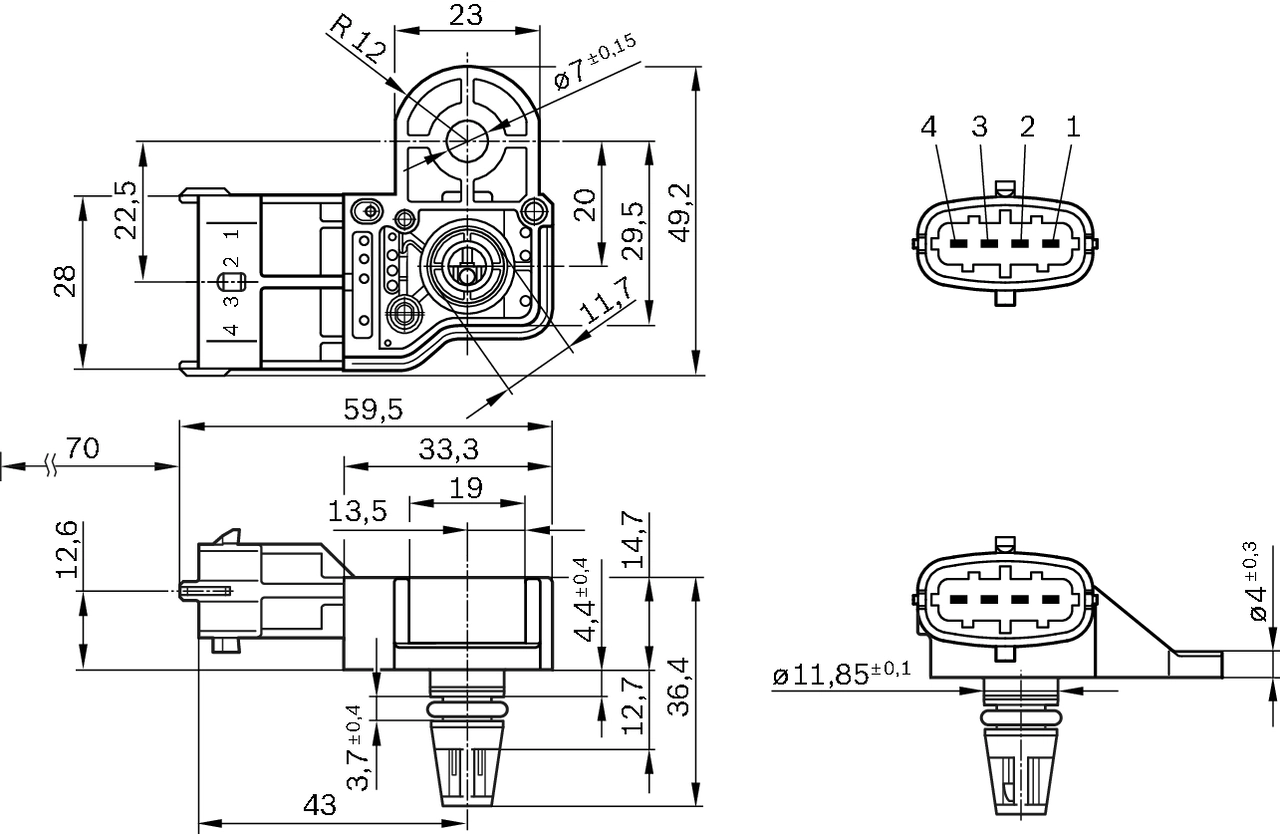 Sensor, intake manifold pressure 0 261 230 245