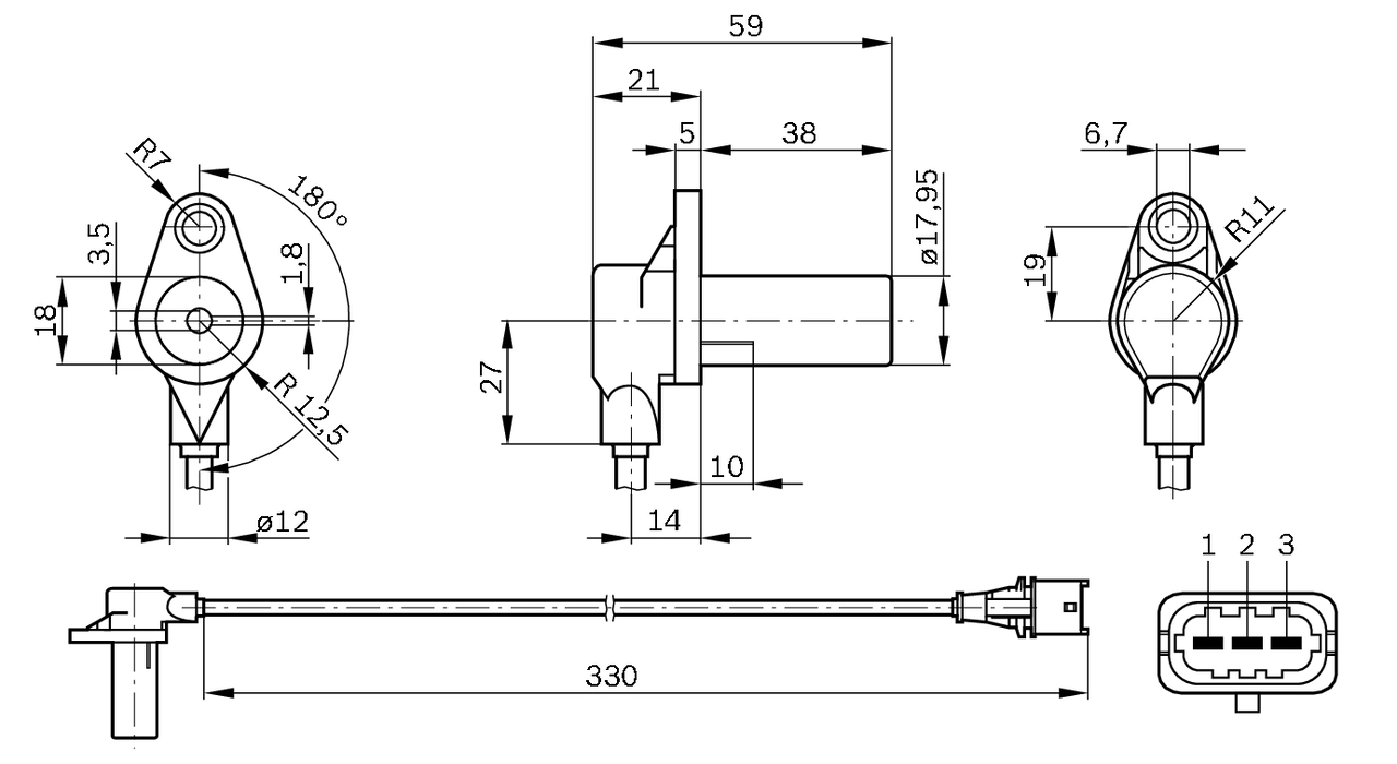 Sensor, crankshaft pulse 0 261 210 248
