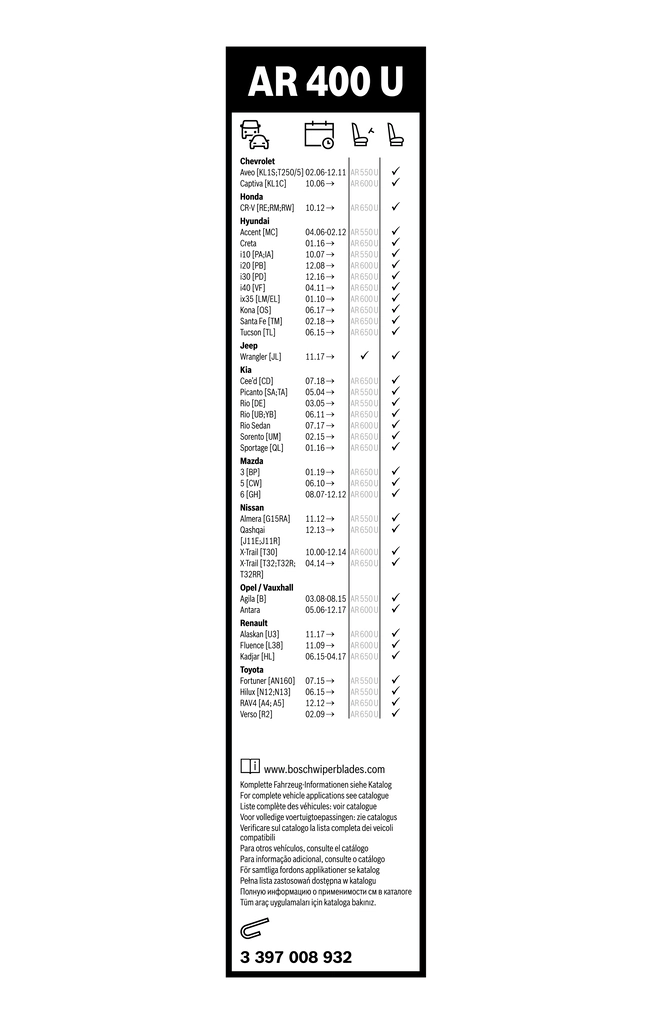 Wiper Blade Aerotwin Retro 3 397 008 932