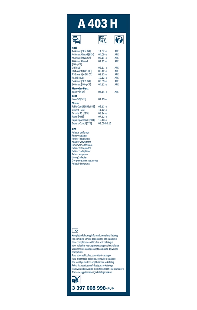 Wiper Blade Rear Aerotwin 3 397 008 998