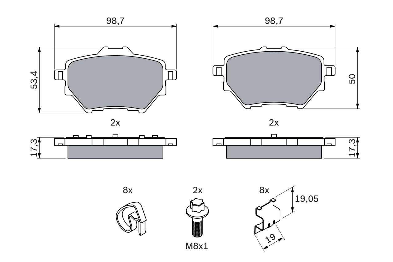 BOSCH 0 986 494 998 Brake Pad Set, disc brake