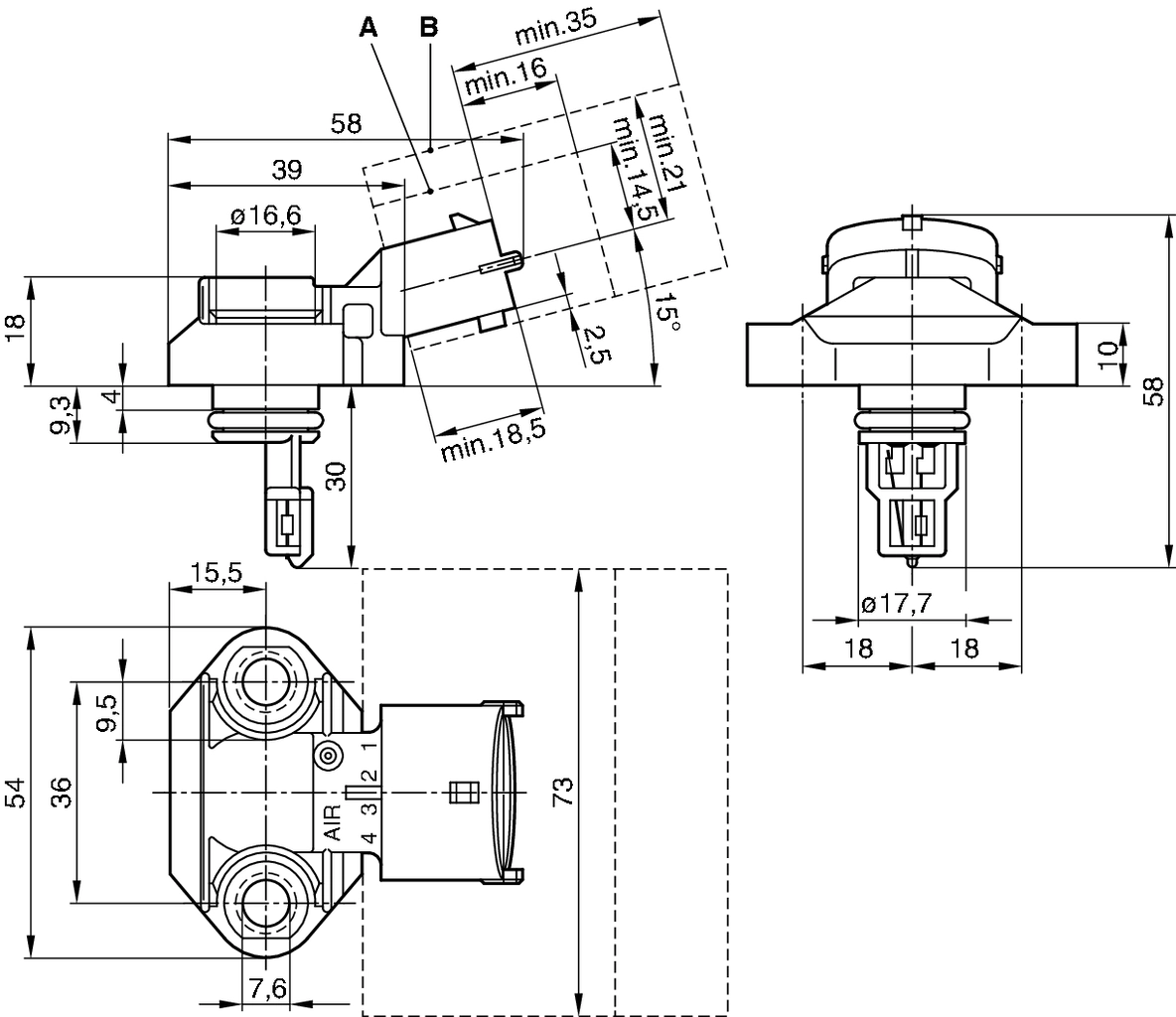 Sensor, boost pressure 0 281 002 244