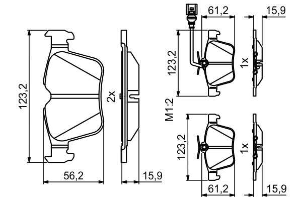 Brake Pad Set, disc brake 0 986 494 835