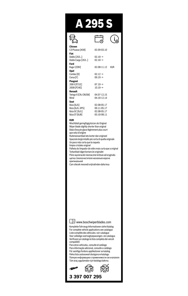 雨刮片 Aerotwin 3 397 007 295