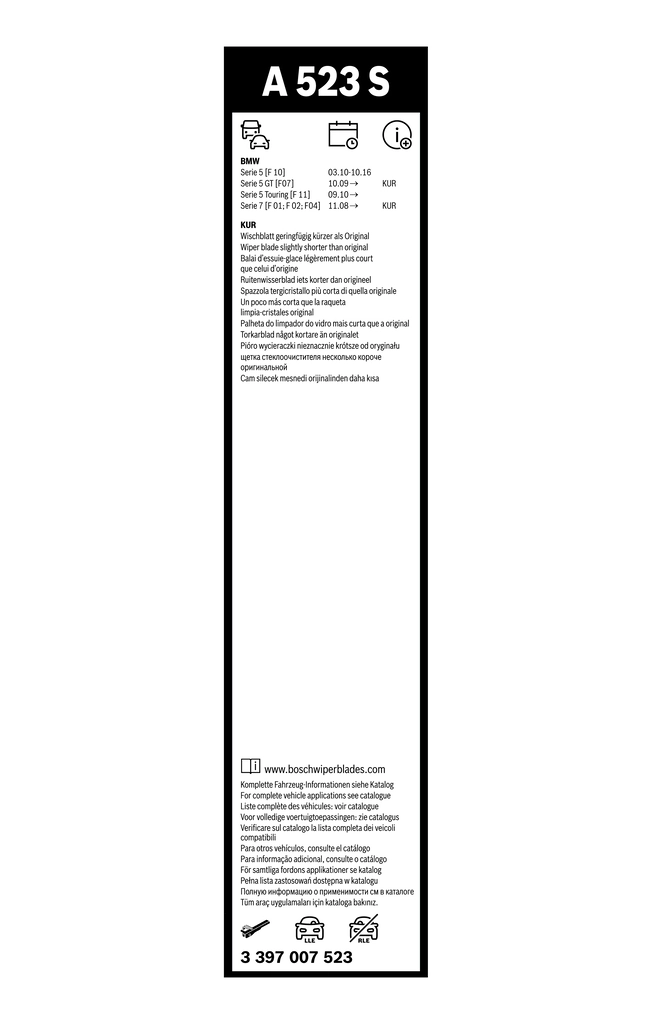 Wiper Blade Aerotwin 3 397 007 523