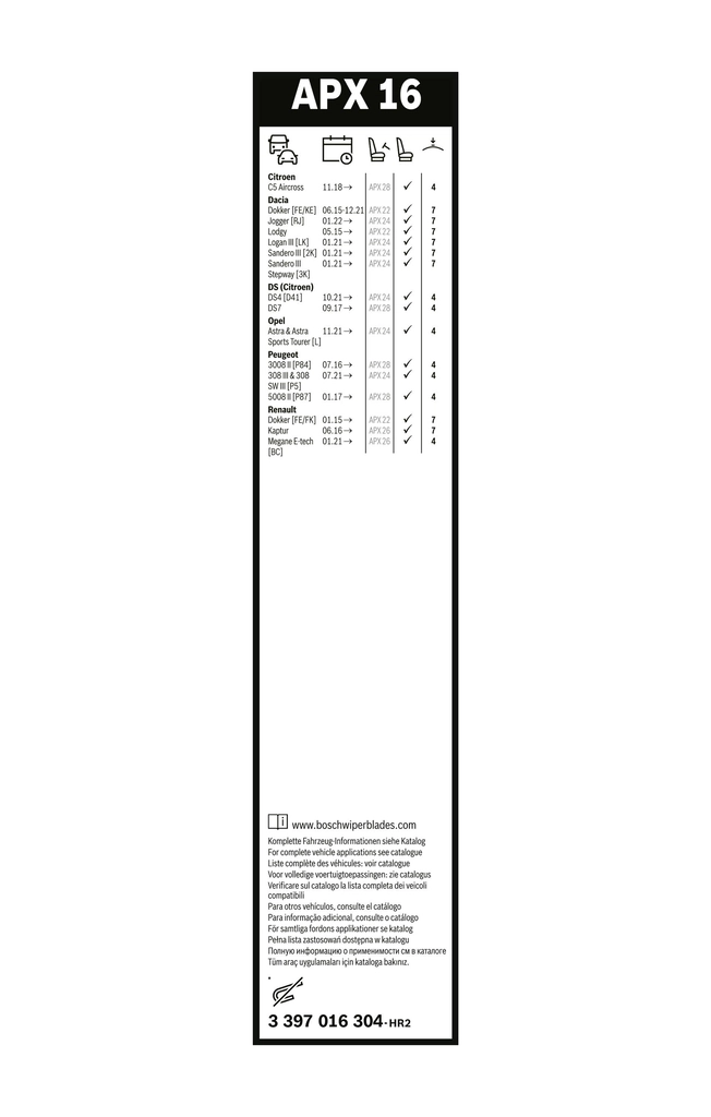 BOSCH 3 397 016 304 Wiper Blade