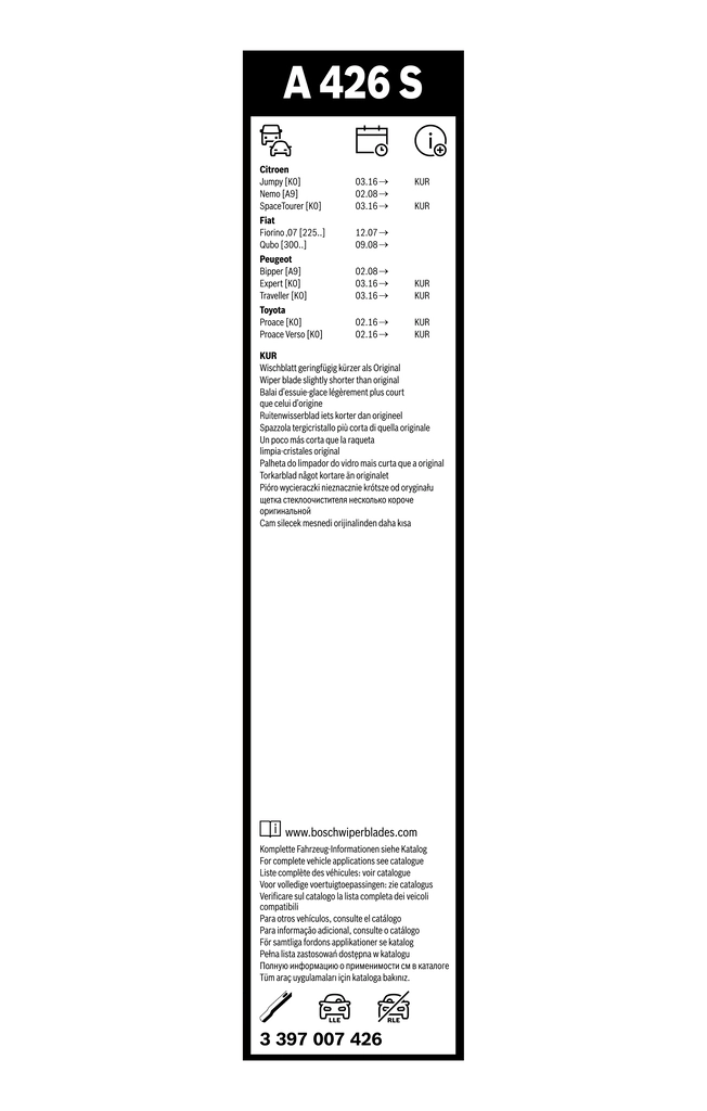 Wiper Blade Aerotwin 3 397 007 426