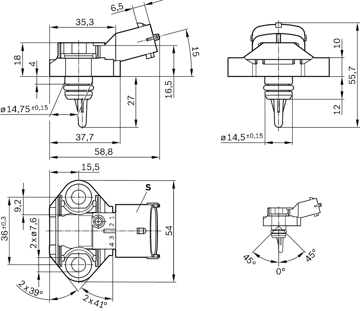 BOSCH 0 261 230 249 Sensor, fuel temperature