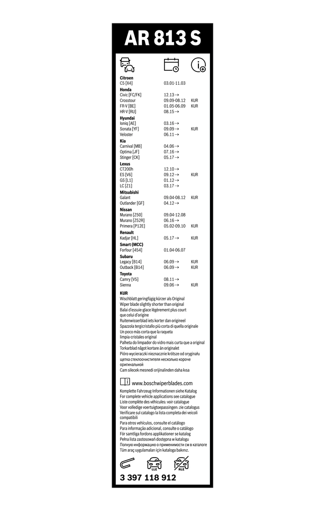 Wiper Blade Aerotwin Retrofit 3 397 118 912