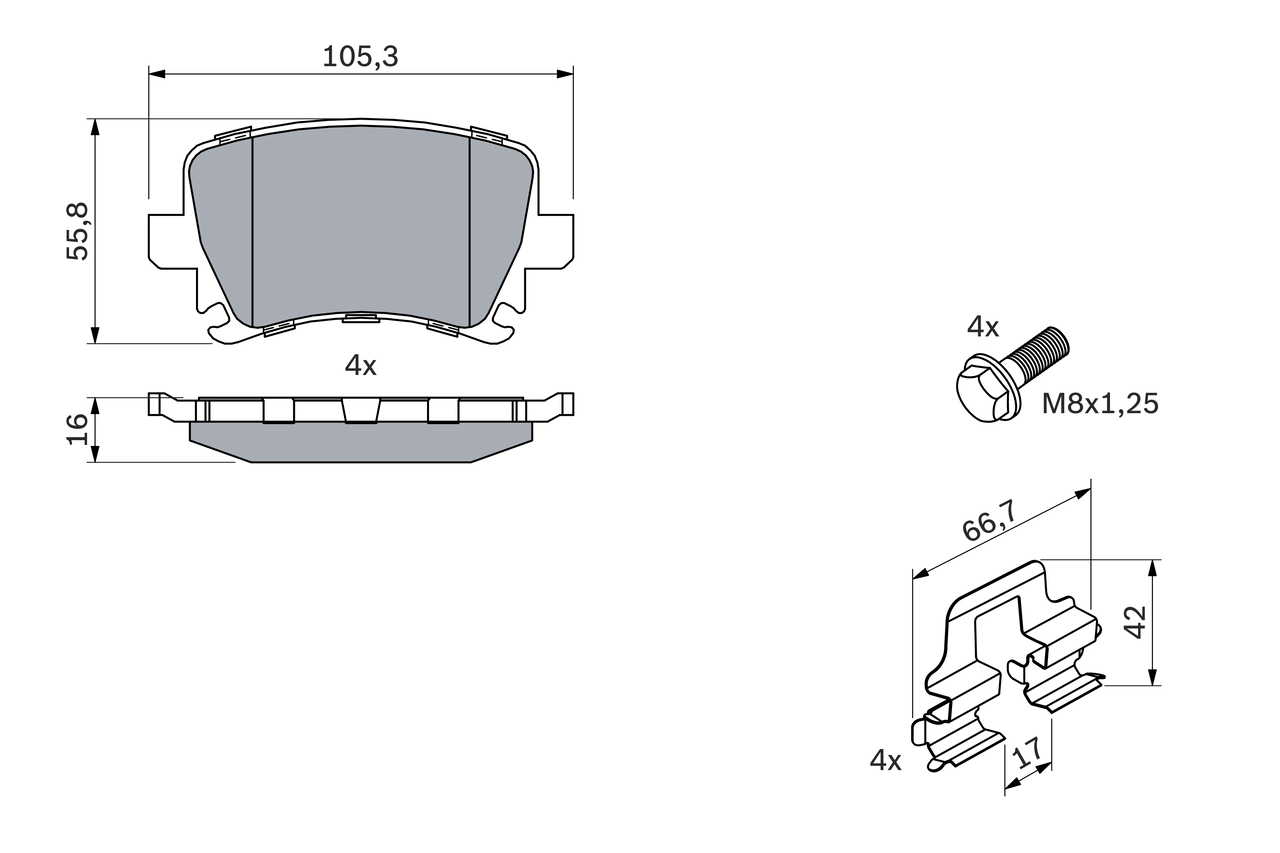 Brake Pad Set, disc brake 0 986 494 595