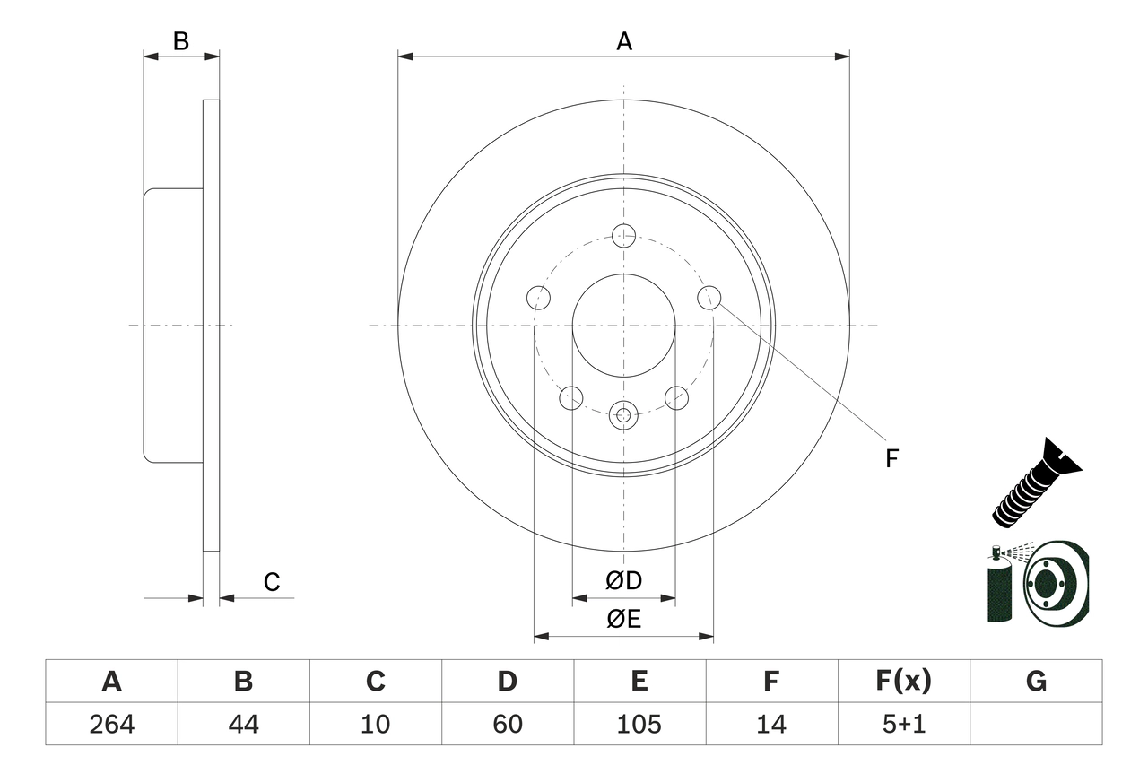 BOSCH 0 986 479 D89 Brake Disc