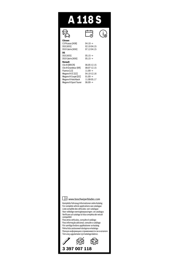 Wiper Blade Aerotwin 3 397 007 118