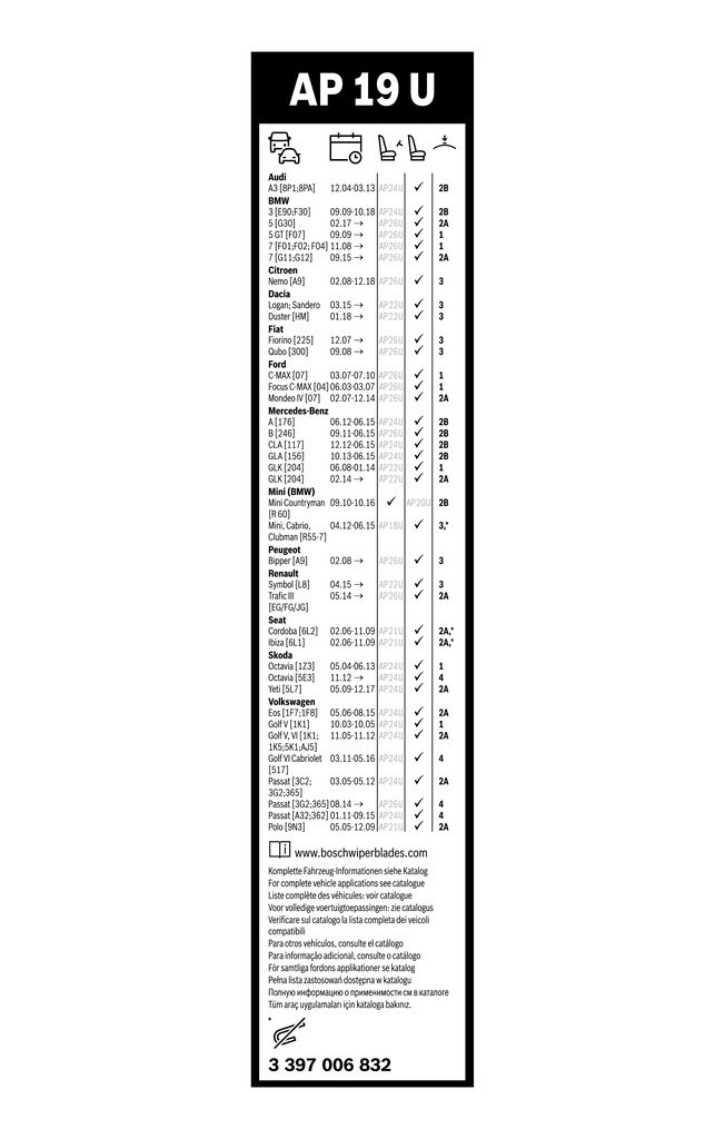 Wiper Blade Aerotwin Plus 3 397 006 832