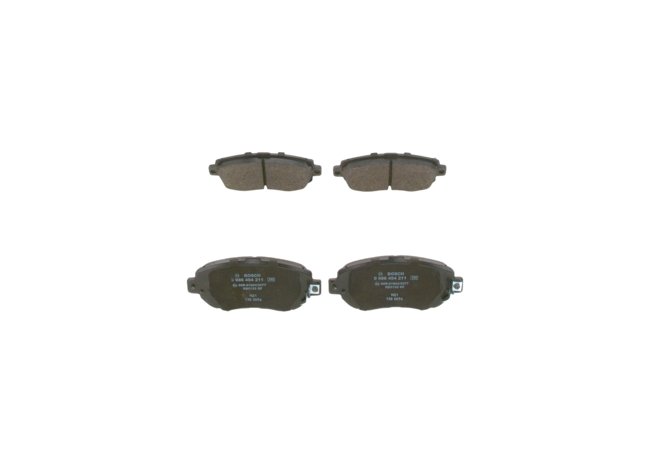 Комплект тормозных колодок, дисковый тормоз 0 986 494 211