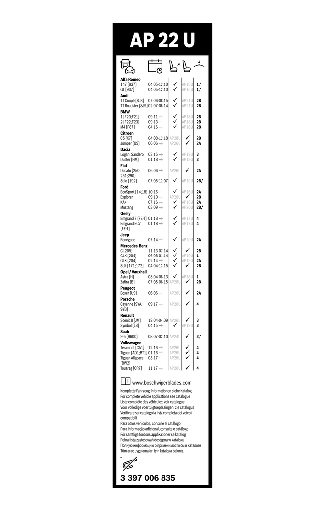 Wiper Blade Aerotwin Plus 3 397 006 835