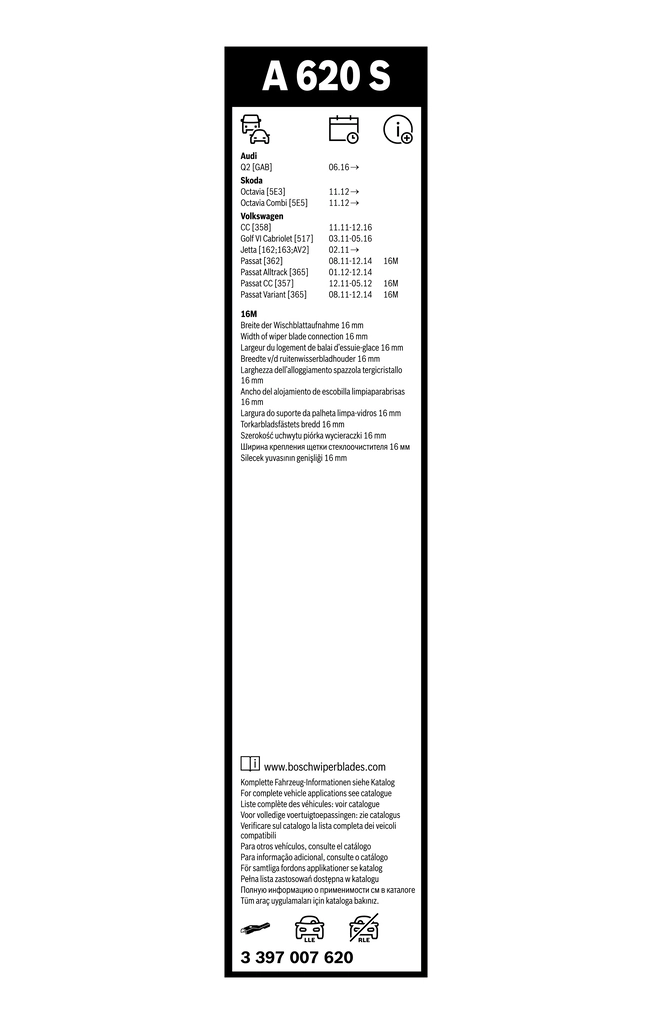 雨刮片 Aerotwin 3 397 007 620