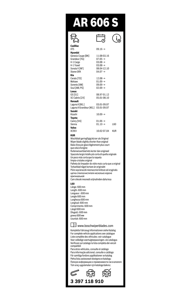 Wiper Blade Aerotwin Retrofit 3 397 118 910