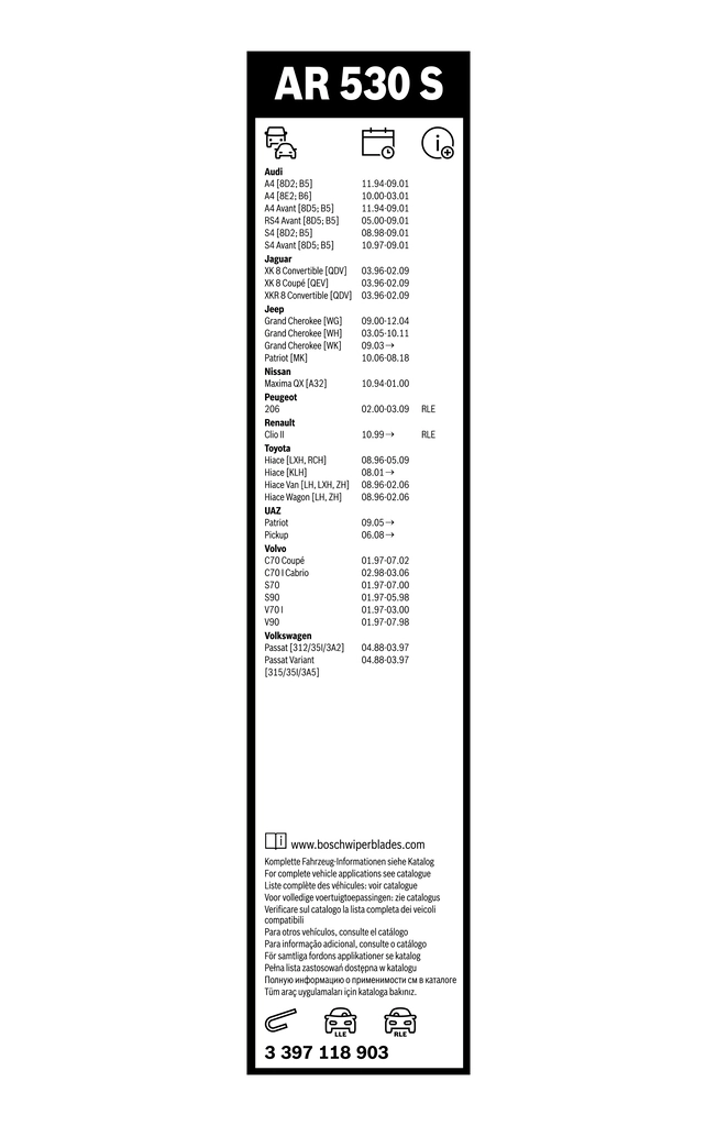 Wiper Blade Aerotwin Retrofit 3 397 118 903