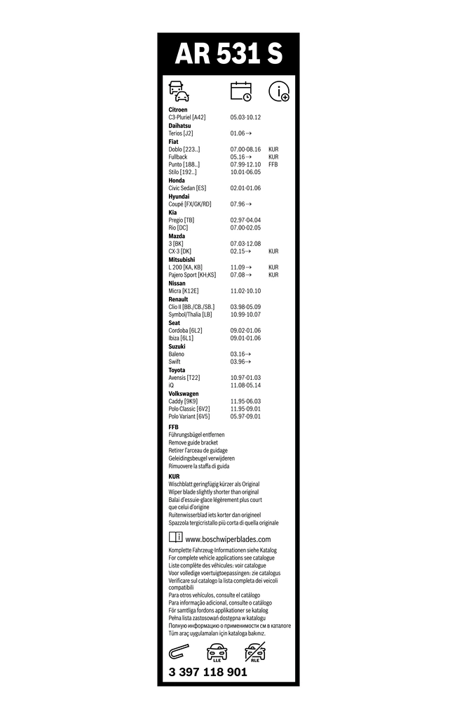 BOSCH 3 397 118 901 Wiper Blade