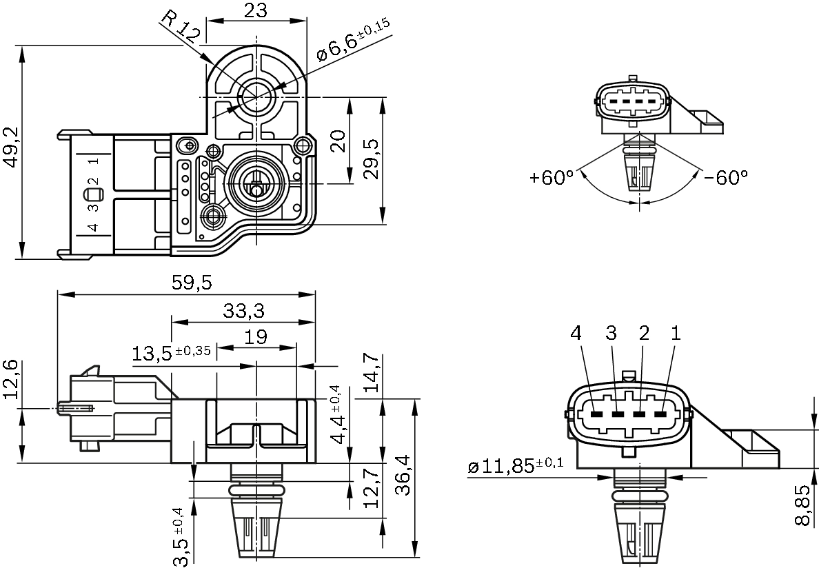 Sensor, boost pressure 0 281 006 076