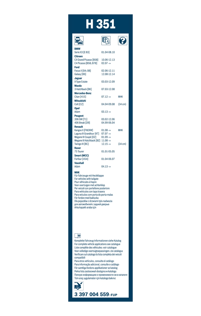 Wiper Blade Rear 3 397 004 559