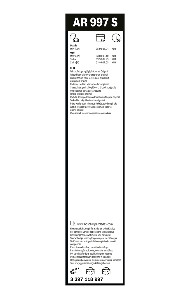 Wiper Blade Aerotwin Retrofit 3 397 118 997