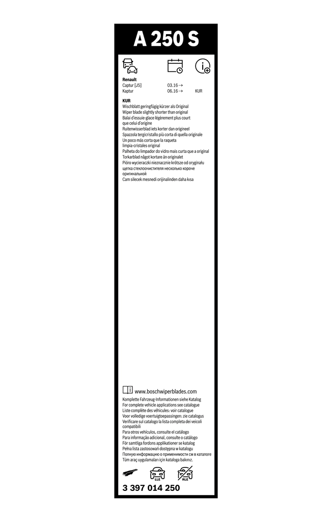 Wiper Blade Aerotwin 3 397 014 250