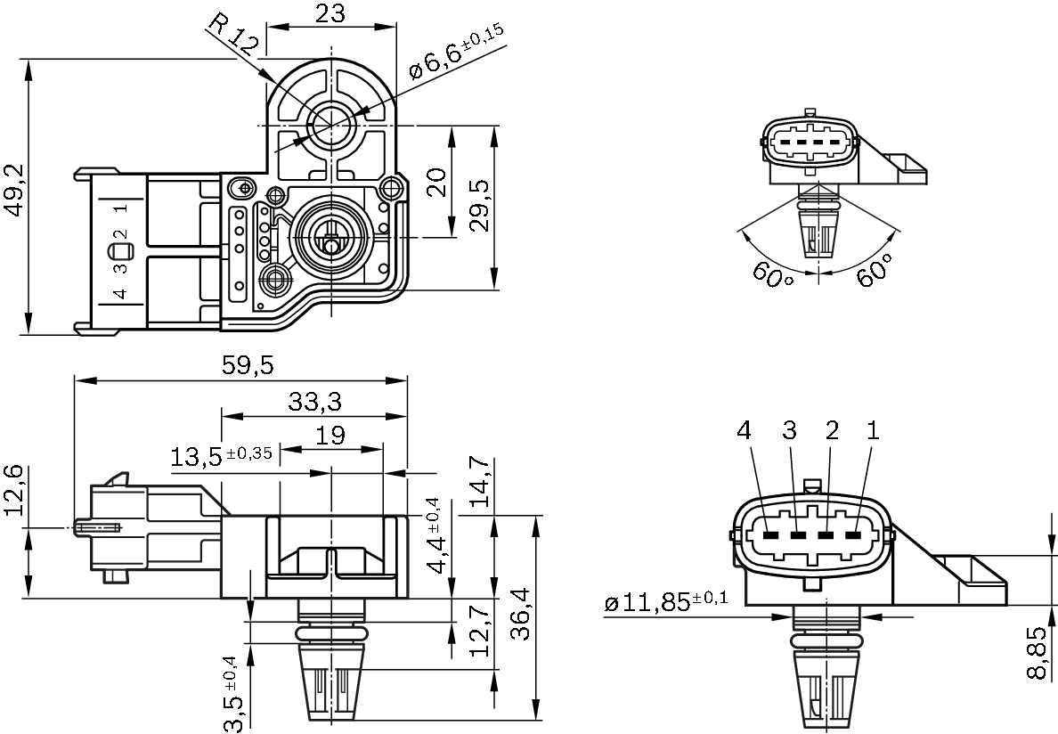 Sensor, boost pressure 0 261 230 280