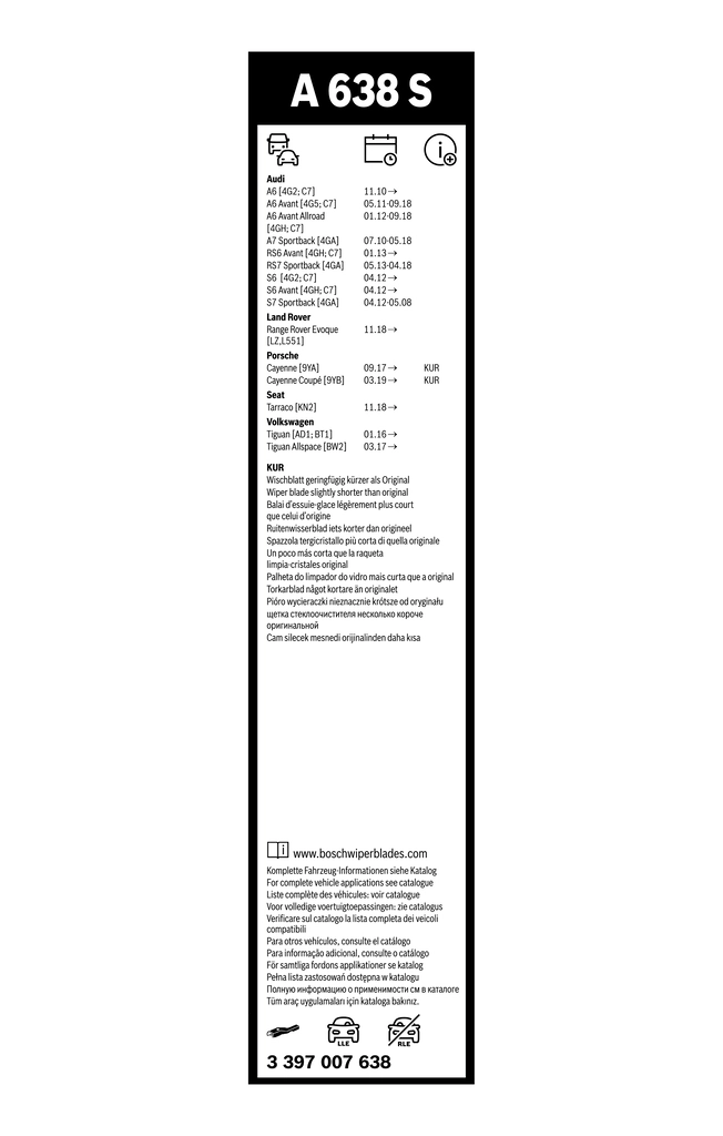 Wiper Blade Aerotwin 3 397 007 638