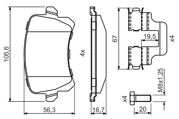BOSCH 0 986 494 731 Brake Pad Set, disc brake
