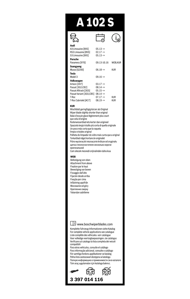 Wiper Blade Aerotwin 3 397 014 116