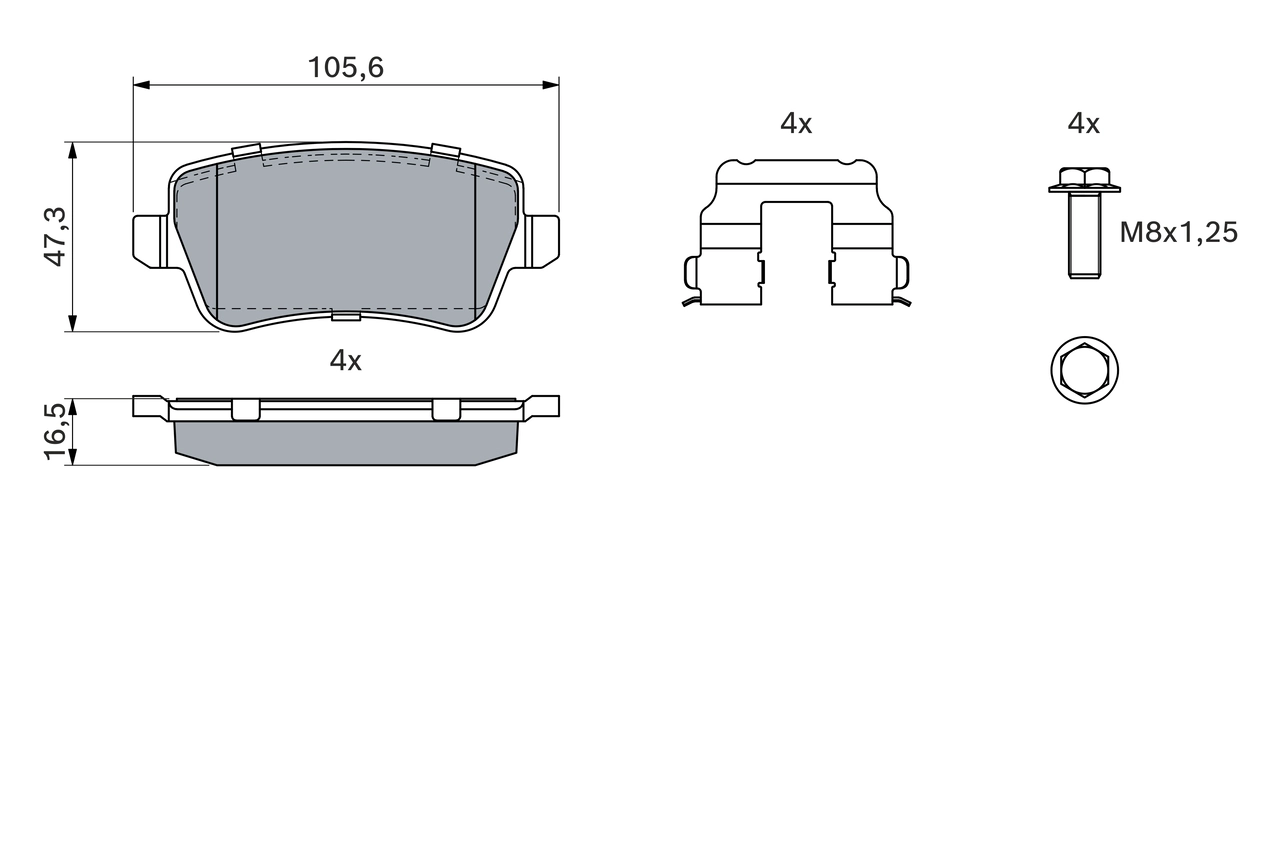 Brake Pad Set, disc brake 0 986 494 125