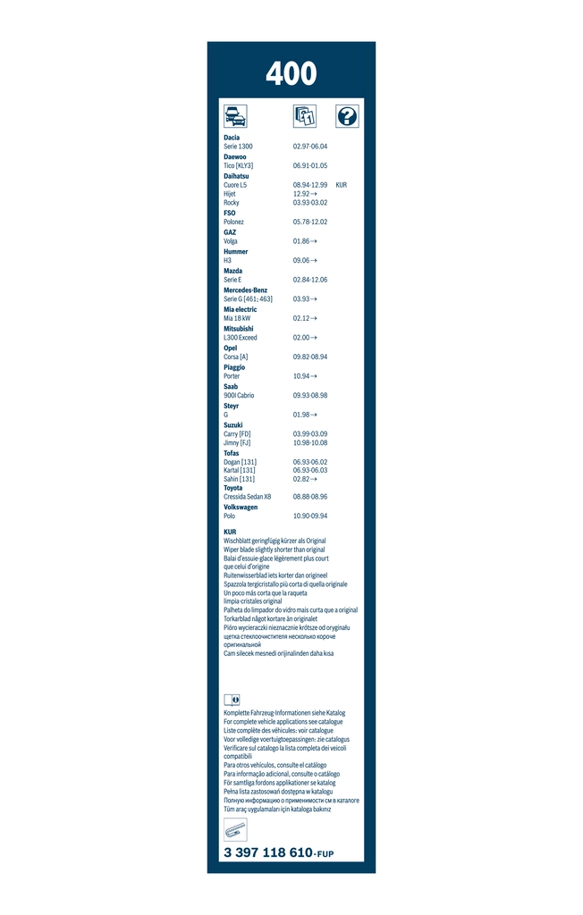 Wiper Blade Twin 3 397 118 610