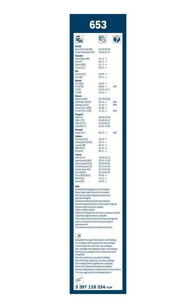 Wiper Blade Twin 3 397 118 324