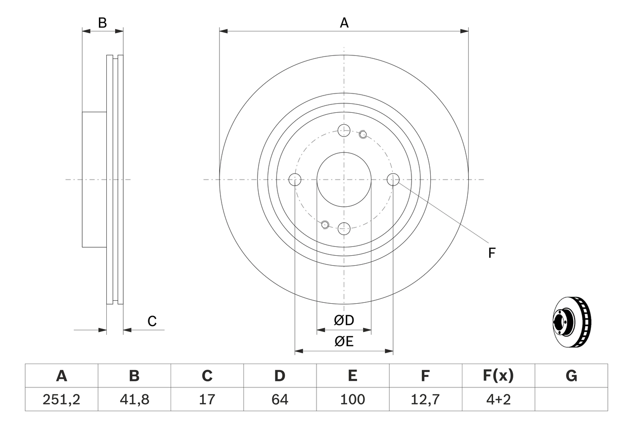 BOSCH 0 986 479 D68 Brake Disc
