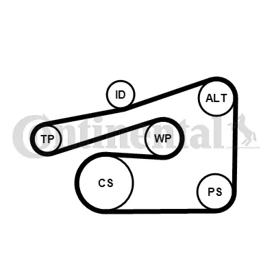 CONTINENTAL CTAM 6PK1733K4 V-Ribbed Belt Set
