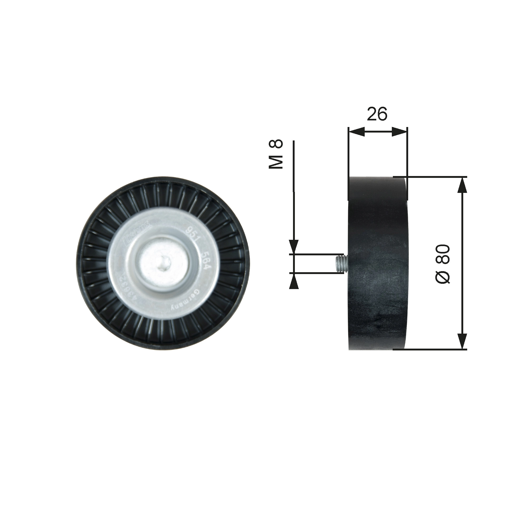 Deflection/Guide Pulley, V-ribbed belt DriveAlign™ T36367