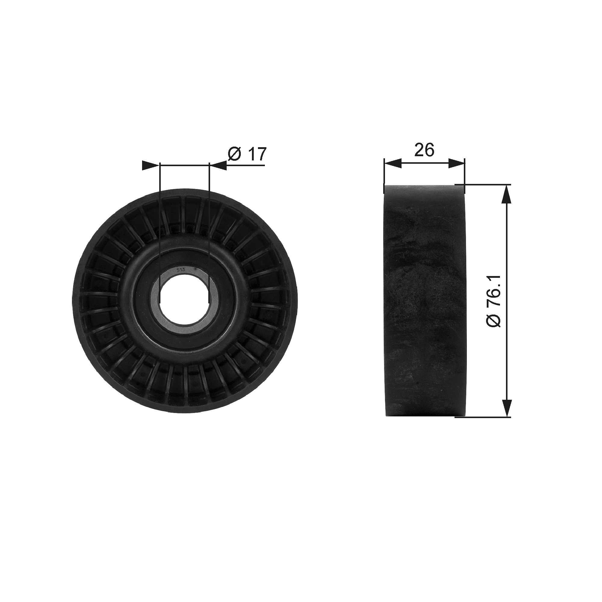 Deflection/Guide Pulley, V-ribbed belt DriveAlign™ T38015