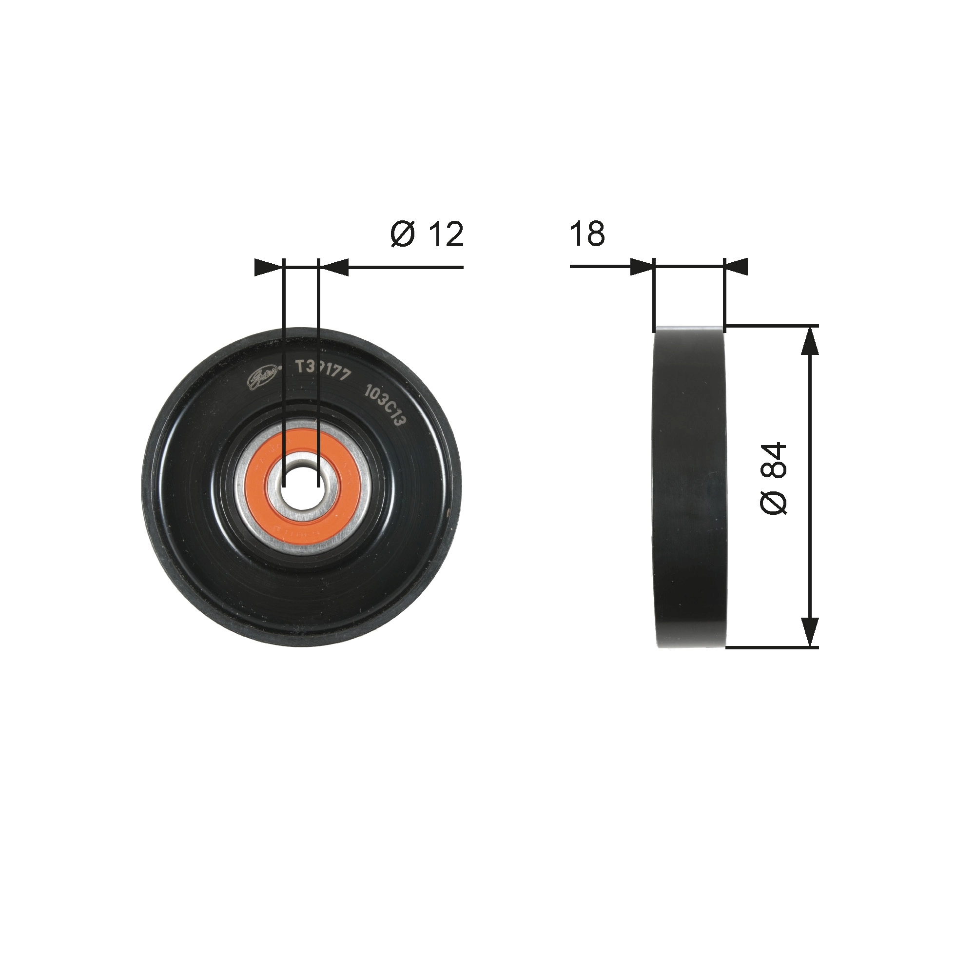 Tensioner Pulley, V-ribbed belt DriveAlign™ T39177