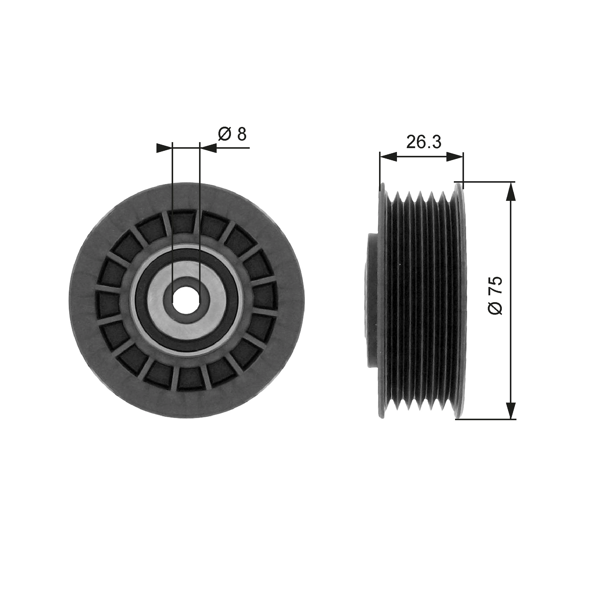 Tensioner Pulley, V-ribbed belt DriveAlign™ T38092